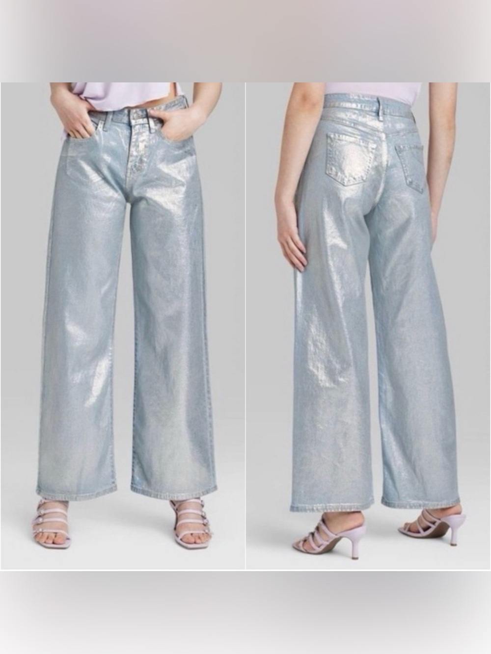 Wild Fable Silver Wide-Leg Women's Jeans